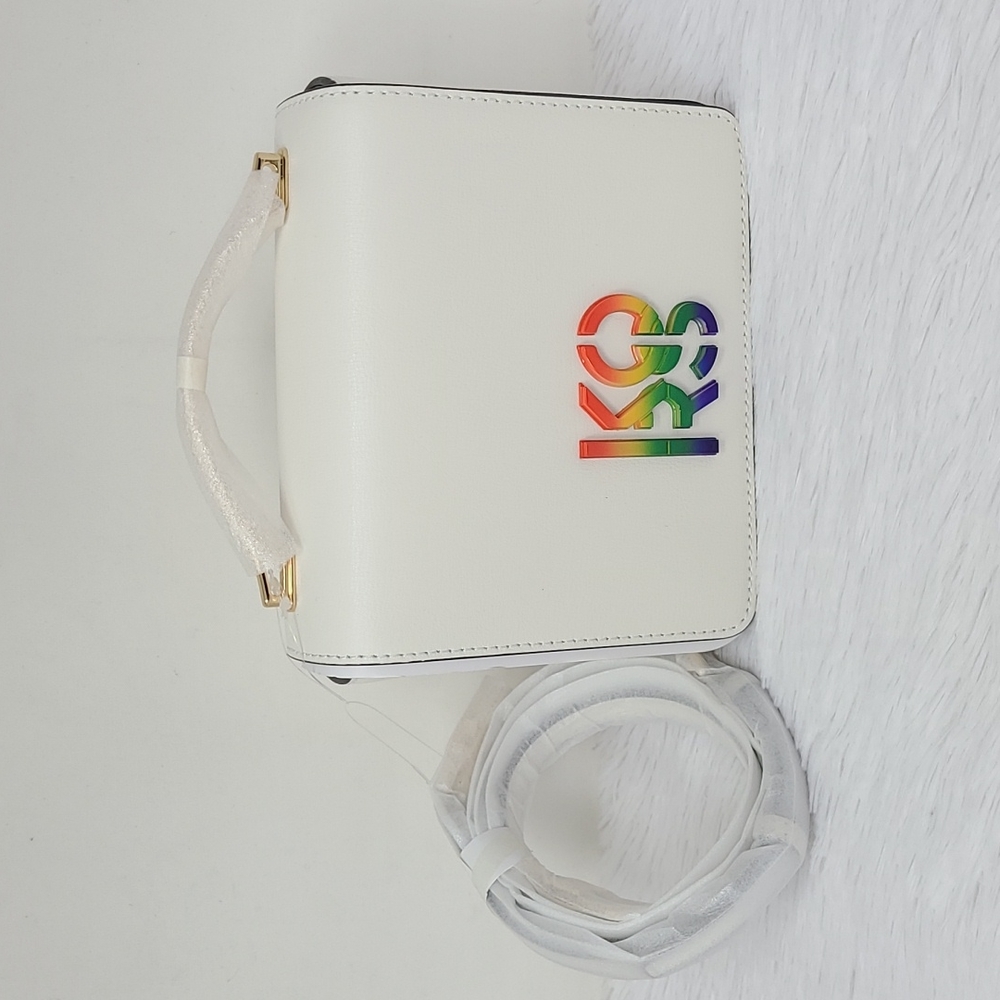 Michael Kors PRIDE Optic White Small Convertible (Crossbody) Shoulder Leather